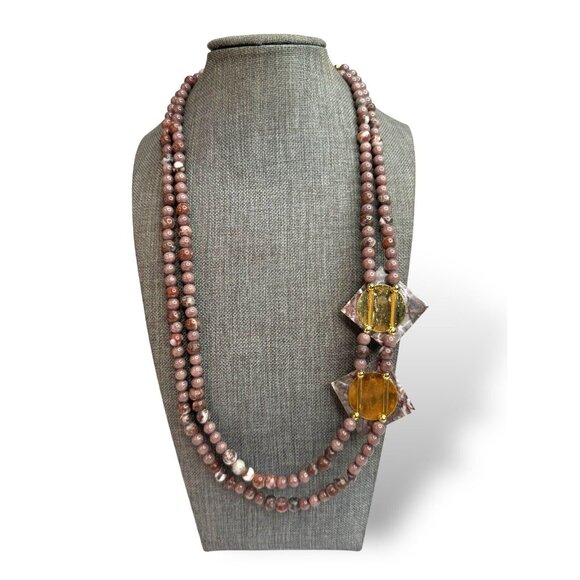 Karla Jordan Jasper Double Strand Necklace Pierced Earrings Set - Picture 4 of 9